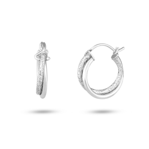 Brinco Argola Dupla em Ouro Branco 18K