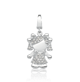 Pingente Ouro Branco 18K com Diamantes  