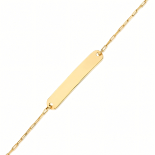 Pulseira Infantil Placa Elo Cartier em Ouro Amarelo 18K