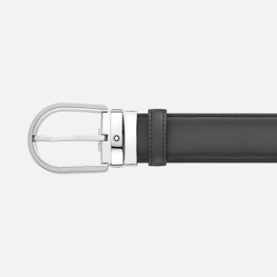 Cinto Montblanc Horseshoe Buckle Gray 35 mm Leather