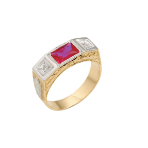 Anel em Ouro Amarelo e Ouro Branco 18K