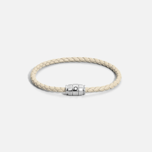 Pulseira Montblnac Steel 3 Rings Meisterstück Collection in Cloudy Beige Leather