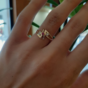 Anel em Ouro Amarelo e Ouro Branco 18K