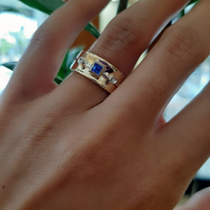 Anel em Ouro Amarelo e Ouro Branco 18K