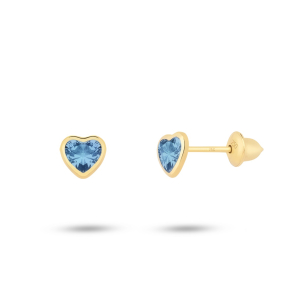 Brinco Infantil em Ouro Amarelo 18K  com Zircônia Azul  