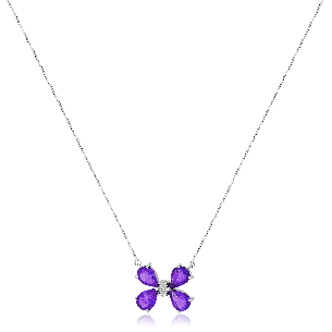 Gargantilha borboleta em Ouro Branco 18K com Tanzanitas e Diamante