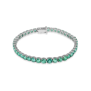 Pulseira com Esmeraldas em Ouro Branco 18K