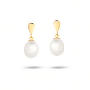 Brinco Infantil com Pérolas em Ouro Amarelo 18K