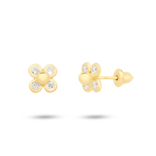 Brinco Infantil em Ouro Amarelo 18K com Zircônia  