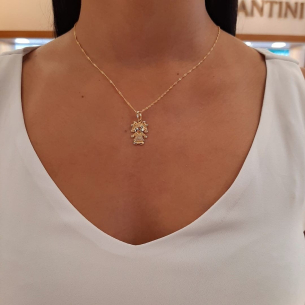Pingente Ouro Amarelo 18K - menina com Diamantes 
