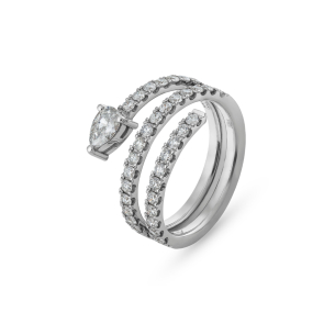 Anel com Diamantes em Ouro Branco 18K