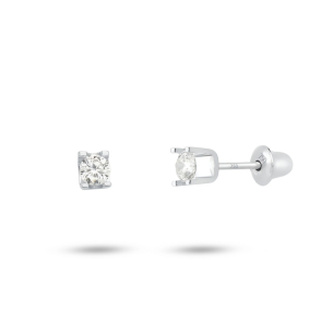 Brinco Infantil em Ouro Branco 18K com Zircônia  