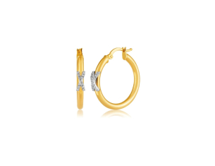 Brinco Argola em Ouro Amarelo 18K com Diamantes  