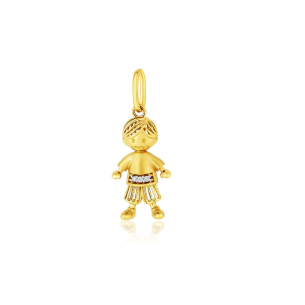 Pingente Ouro Amarelo 18K menino com Diamantes