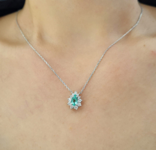 Gargantilha em Ouro 18k gota turmalina paraíba diamantes