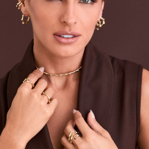 Anel Bambu em Ouro Amarelo 18K