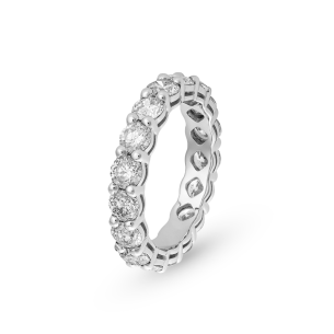 Aliança em Ouro Branco 18K com Diamantes