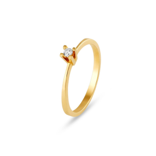 Anel com Diamante em Ouro Amarelo 18K