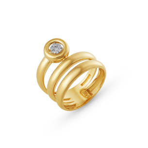 Anel com Diamantes em Ouro Amarelo 18K