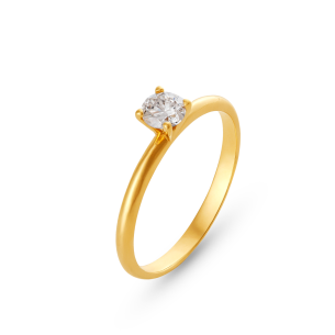 Anel com Diamante em Ouro Amarelo 18K