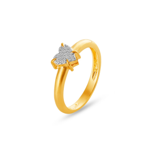 Anel Coração com Diamantes em Ouro Amarelo 18K