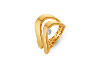 Anel com Diamantes em Ouro Amarelo 18K