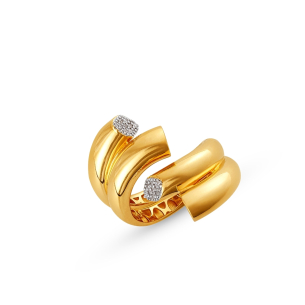 Anel em Ouro Amarelo 18k com Diamantes 3 diagonal Câlin