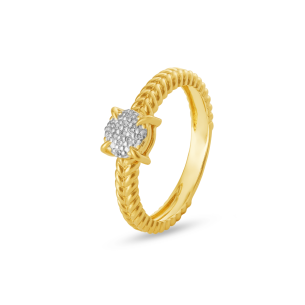 Anel com Diamantes em Ouro Amarelo 18K