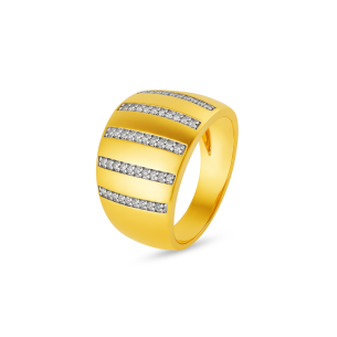 Anel com Frisos de Diamantes em Ouro Amarelo 18K