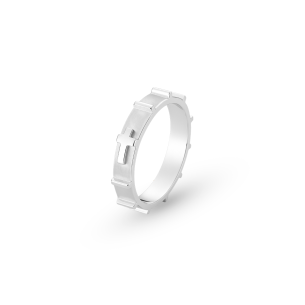 Anel com Cruz em Ouro Branco 18K