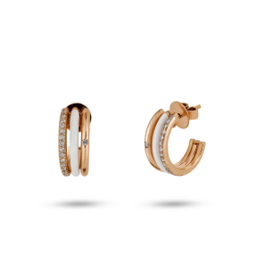 Brinco Argola em Ouro Rosê com Hyceram, Diamentes e Cerâmica Branca  