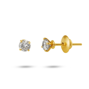 Brinco infantil em Ouro Amarelo 18K com Diamantes  