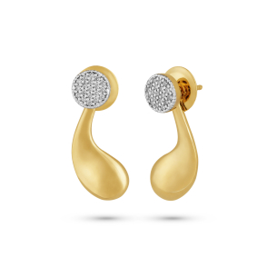 Brinco Ponto e Vírgula em Ouro Amarelo 18K com Diamantes