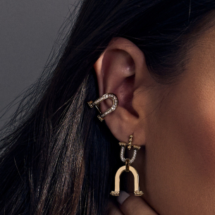 Piercing Ferradura em Ouro Amarelo 18K com Diamantes