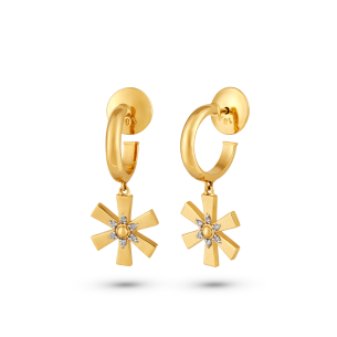 Brincos Charm Esporas em Ouro Amarelo 18k com Diamantes