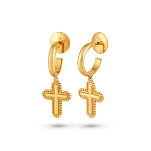 Brincos Charm Cruz em Ouro Amarelo 18K