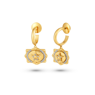 Brincos Charm Fivelas em Ouro Amarelo 18K com Diamantes
