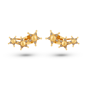 Earcuff 3 Estrelas em Ouro Amarelo 18K com Diamantes