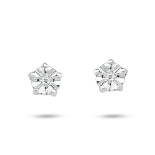 Brinco Infantil em Ouro Branco 18K com Diamante  