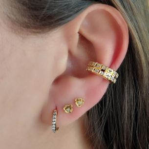 Brinco Argola em Ouro Amarelo 18K com Diamantes 