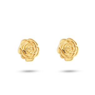 Brinco Rosa Vazado em Ouro Amarelo 18K