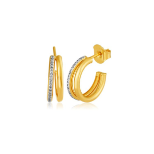 Brinco Argola em Ouro Amarelo 18K com Diamantes  