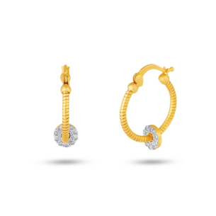 Brinco Argola em Ouro Amarelo 18K com Diamantes  