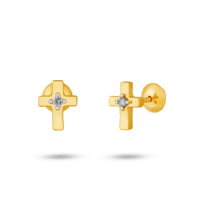 Brinco Infantil em Ouro Amarelo 18K com Diamantes  