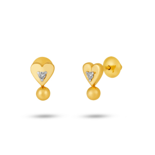 Brinco Infantil em Ouro Amarelo 18K com Diamantes  