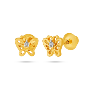 Brinco Infantil em Ouro Amarelo 18K com Diamantes  