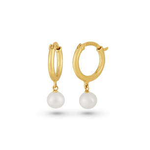 Brinco Argola Ouro Amarelo 18K com Pérola 