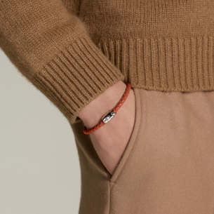 Bracelet Montblanc Steel 3 Rings Meisterstück Collection in Cayenne Leather