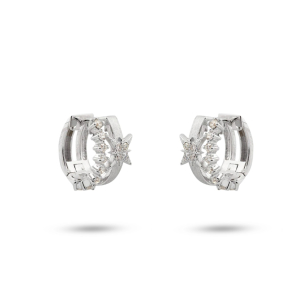 Brinco Argola em Ouro Branco 18K com Diamantes  