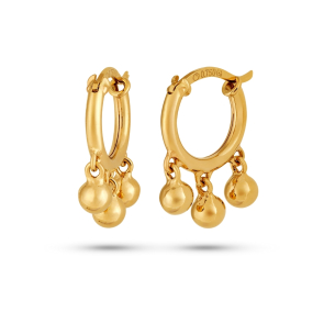 Argola Infantil em Ouro Amarelo 18k 3 Bolinhas Petit